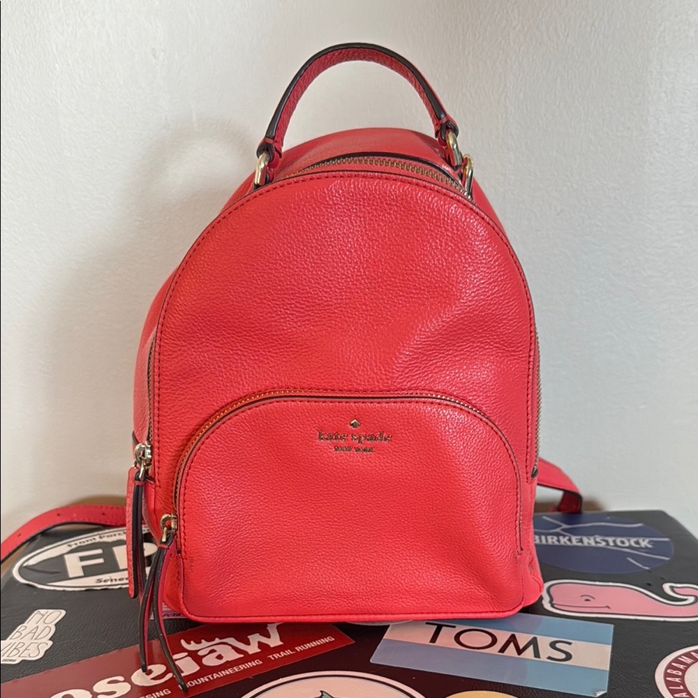 Kate Spade Red Fashion Backpack with Structured Design